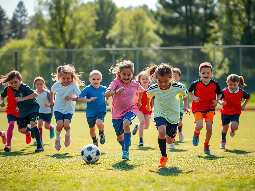 A photo of children participating in a rugby training session, guided by experienced coaches.