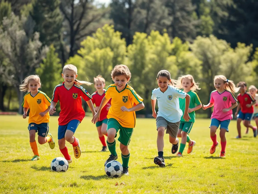 A heartwarming image of children participating in a rugby clinic organized by S.D.J. SYNDIKA DES JOUEURS, highlighting the organization's commitment to youth development and promoting a healthy lifestyle within the community.